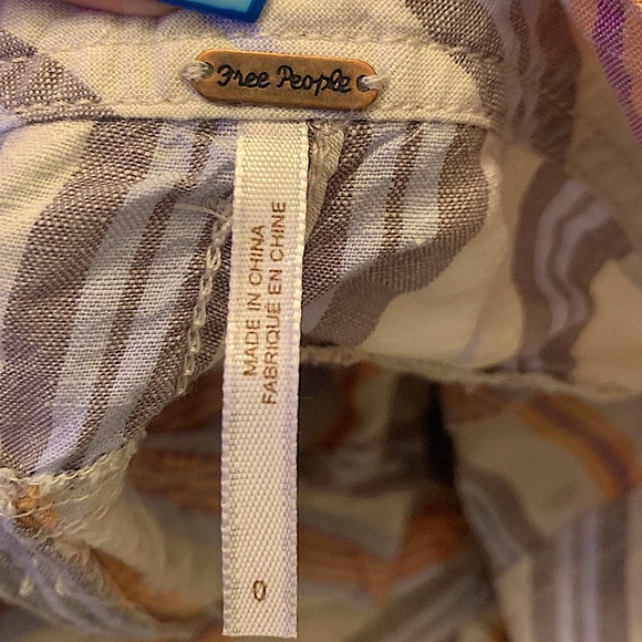 Free People Morning Rain Striped Linen Shorts in Nude - Picture 7 of 7